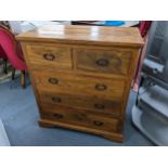 A vintage teak chest of 2 short and 3 long drawers, 92cmHigh x 82cmWide. Location:RWF