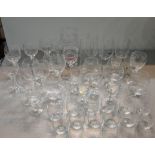 A mixed collection of Theresienthal crystal 'Tulip' design glasses to include brandy balloons, red