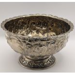 A silver embossed footed bowl hallmarked London 1897, total weight 245.6g Location: