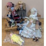 A collection of vintage porcelain and other dolls to include Cathedral Fine Arts Doll, 'Grumpy