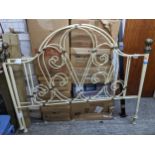 A white painted brass bed foot and headboard with side irons Location: