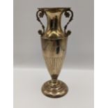 An early/mid 20th sterling silver posy twin handled vase, 105.6g Location: