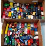 Two boxes of diecast model vehicles to include Lledo foreign examples and others Location: