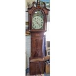 A 19th Century inlaid mahogany long case clock with a painted dial and 8-day movement,