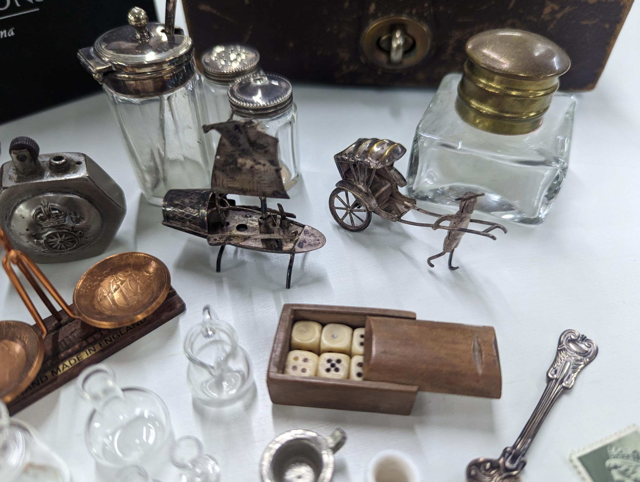 Silver, silver plated items and collectables to include Trench art cigarette lighter, dressing table - Image 4 of 7