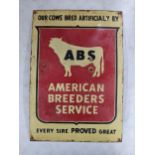 A late 20th century 'ABS American Breeders Service' enamel advertising sign 49.5cm h x 34cm w