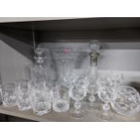 Glass to include two decanters, a set of seven white wine glasses, tumblers and others Location: