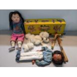 Three dolls to include a boxed Pelham puppet of a poodle Location: