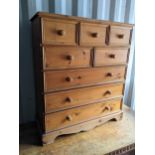 A modern pine chest of five short and three long drawers, 118.5h x 107cm w Location: