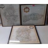 Three Robert Modern maps, Wiltshire, Staffordshire and Sussex, all framed Location: BWR