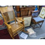 A mixed lot to include a Stanfield rocking chair with assembly instructions, an early 20th century
