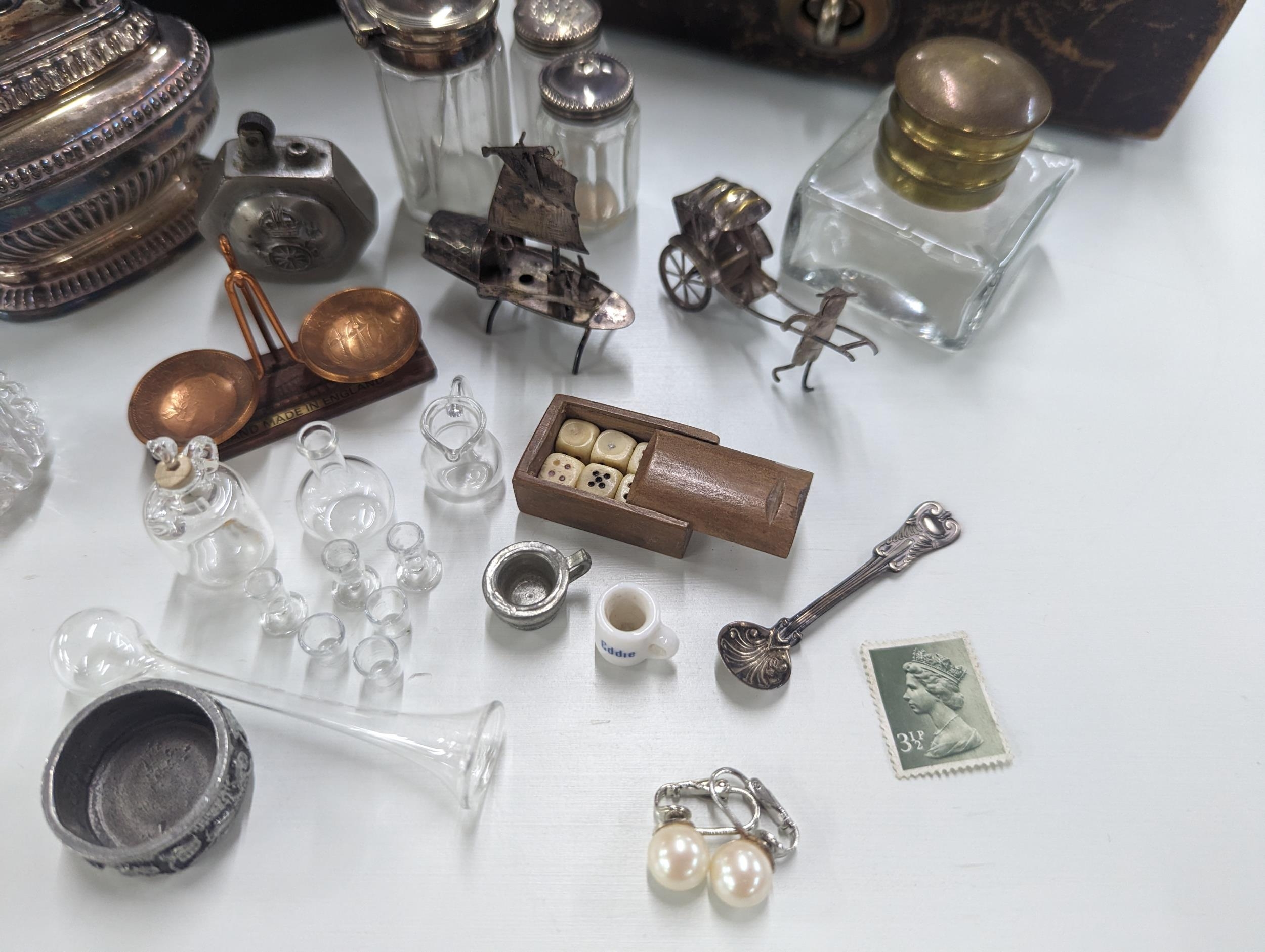 Silver, silver plated items and collectables to include Trench art cigarette lighter, dressing table - Image 7 of 7
