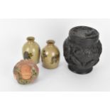 A small collection of Chinese ceramics, comprising a pair of crackle glazed bottle vases with