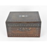 A Victorian mother-of-pearl inlaid rosewood travel vanity box, the top with abalone and m-o-p inlay,