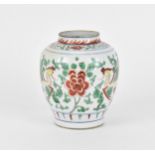 A Chinese wucai porcelain vase, probably late Ming Shunzhi period in the 17th century , in green,