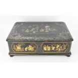 A Chinese export black lacquer and mother-of-pearl inlaid jewellery casket, of rectangular form with