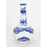 A Chinese Qing dynasty blue and white porcelain bottle vase, possibly Kangxi (1662-1722), the neck