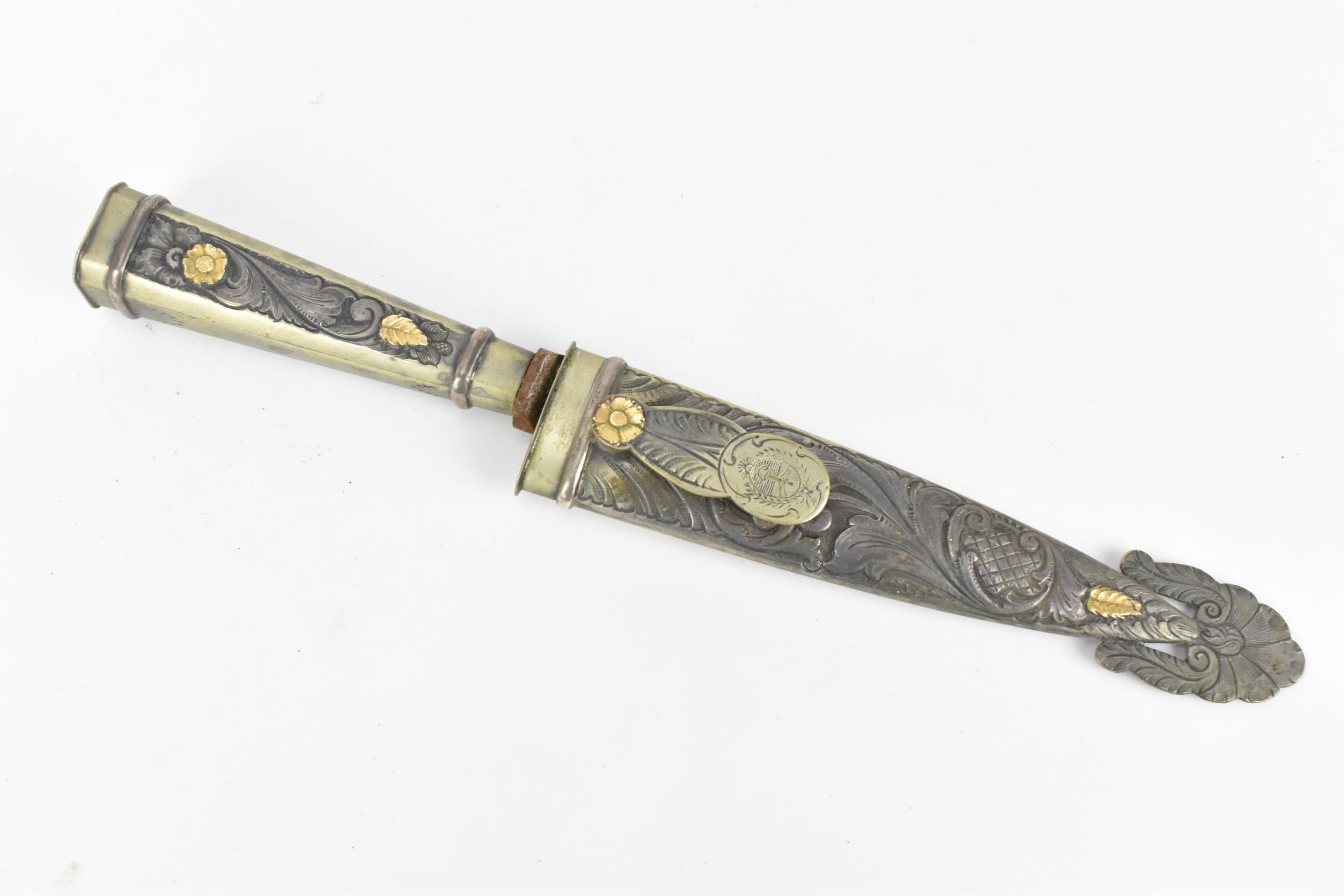 A German Heinr Boker and Co Soligen-Alemania Gaucho knife/dagger, with floral and acanthus etched