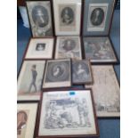 A quantity of antiquarian prints to include two 1869 Vanity Fair 'Stateman No 8' and 'No 30'