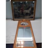 A 1920's Trumeau mirror together with a horse print entitled The Corn Bin Location:RWM