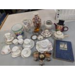A group of mixed ceramics to include Royal Doulton character jugs, Tuscan china, Copeland saucer,