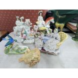 A group of early 20th century and later ceramic figures A/F to include Staffordshire, a figure