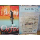 Four opera posters, framed and glazed, 20" x 30", Orfeo, La Traviata, The Pearl Fishers, The