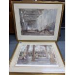Two collotype William Russell Flint prints - Market Hall Cordes, signed in pencil to lower margin,
