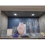 A selection of art and homewares glass to include an LSA white and clear cased vase Location: