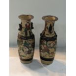 A pair of early 20th century Chinese crackle glazed vases decorated with warriors Location: A1F