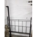 A black painted double bed head and footboard frame, with side rails 139cm wide Location: G