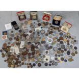 A mixed collection of 19th century and later world coinage to include Victorian farthings,