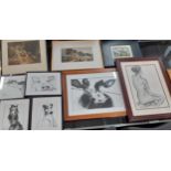 A quantity of prints to include animal prints signed V. Davide together with a 19th Century