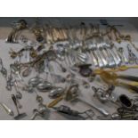 A mixed lot of silver plated cutlery together with condiments and other items Location: