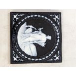 A Minton style Pate-sur Pate tile/plaque depicting a crowned figure beside an anchor and 'London'