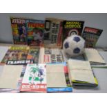 Football related items to include a signed football, magazines, programmes and newspapers Location:
