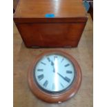 An early 20th century mahogany chest together with a modern pine framed wall clock Location: RAM