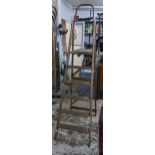 A vintage wooden folding step ladder Location: G