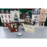 A group of 5 'A Nation of Shopkeepers' china flatback models of shops and buildings to include '