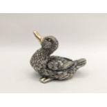 A P H Vosal silver model duck, London 1994, with a gilt beak and textured feathers Location: