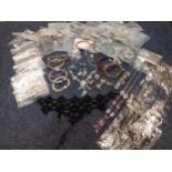 A quantity of modern silver tone and gold tone costume jewellery, never worn, to include paste stone