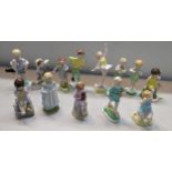 A collection of thirteen Royal Worcester Days of the Week porcelain figures Location: