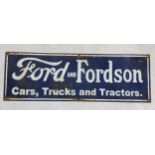 A late 20th century 'Ford and Fordson' enamel advertising sign, 25.5cm h x 75.5cm w Location: