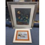 20th century still life of flowers in a vase, oil on panel, indistinctly signed A/F, and Italian