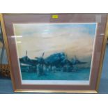 Terence Cuneo - The Last Halifax, limited edition signed print, mounted in a gold painted frame,