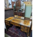 Mixed furniture to include six chairs, an early 20th century walnut dressing table with swing