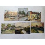 J Mason - a set of six oil on boards of rivers, country scenes and buildings Location: