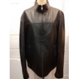 Hugo Boss-A modern gents soft black leather jacket with zip front fastening 40/42" chest x 26" long.