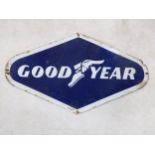 A late 20th century 'Goodyear' enamel advertising sign, 44cm h x 75cm w Location: