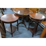 Three reproduction mahogany circular topped occasional tables Location: